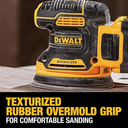 Vista 7 de DEWALT Lijadora orbital inalámbrica 20V MAX, herramienta de lijado de 5 pulgadas, 2.0Ah, 8,000-12,000 OPM, dial de velocidad variable, bolsa