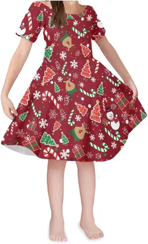 Vista 22 de SEANATIVE Vestido de manga corta para niñas de 3 a 14 años Black Bow Ghost