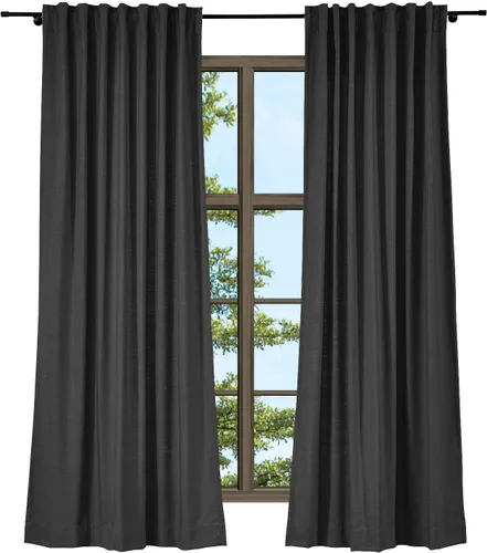 Vista 13 de TWOPAGES Cortina de lino beige sólido de algodón con pestaña trasera, elegante cortina natural para cocina (1 panel, 50 x 63 pulgadas)