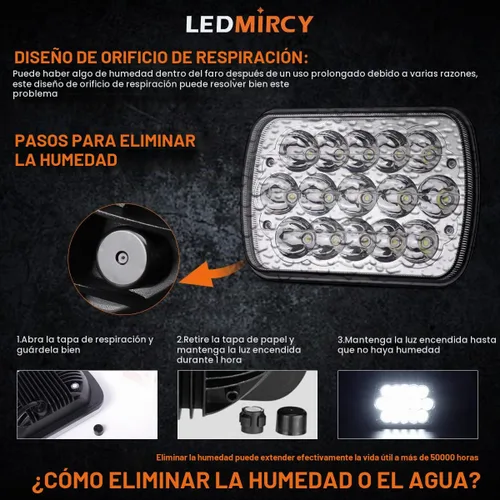 Vista 5 de LEDMIRCY Faros LED 5x7, H6054 Faros LED Hi/Lo Sealed Beam 2PCS Luces LED 5x7 2PCS