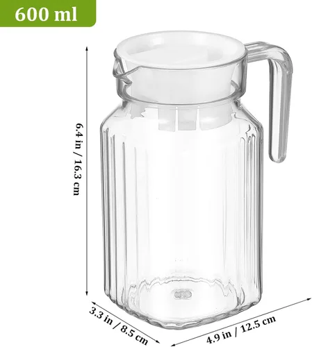 Vista 5 de BESPORTBLE Jarra de vidrio con tapa – Juego de 2 jarras de agua de vidrio de 20 onzas / 20.3 fl oz – Jarra transparente para cerveza fría para agua