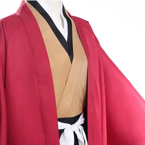 Vista 3 de Tsugikuni Yoriichi - Disfraz de kimono para cosplay con peluca y pendiente, uniforme rojo, conjunto completo de Halloween