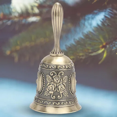 Vista 4 de Rose Handicraft Call Bell, campana de mano de aleación de zinc para boda, cena, hotel, bar