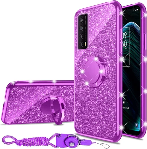 Vista 40 de nancheng Funda de teléfono para TCL A3X (A600DL), funda para Alcatel TCL A3X niñas y mujeres, bonita funda de silicona transparente con purpurina