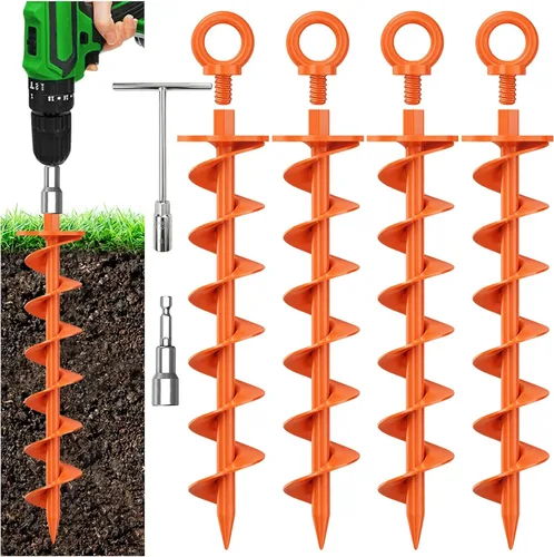 Vista 12 de Anclajes de suelo Eurmax USA Anclajes de trampolines con tornillo para vientos fuertes Estacas de tienda de campaña de alta resistencia Anclajes