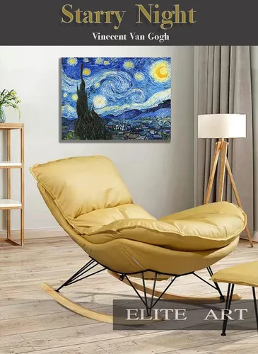 Vista 2 de ELITEART- Noche estrellada por Vincent Van Gogh Reproducción de pintura al óleo Giclée Wall Art Impresiones en lienzo