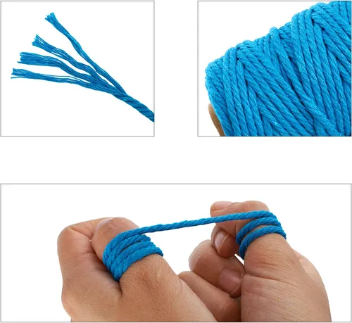 Vista 4 de ZEAYEA 15 rollos de cuerda de macramé, de algodón natural, de 0.118 pulgadas x 480 yardas, cuerda de algodón suave torcido de 4 hebras para obras