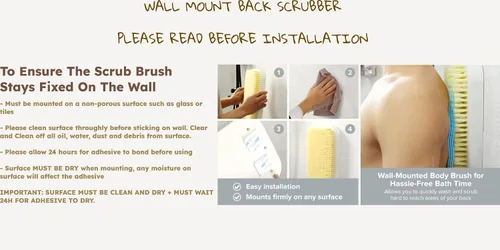 Vista 4 de Limpiador de espalda montado en la pared para ducha - Cepillo exfoliante grande para ducha - Cepillo de baño - Cepillo de espalda manos libres