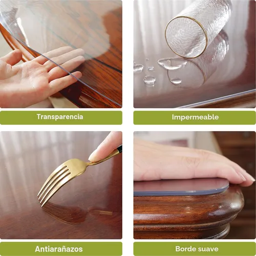 Vista 3 de OstepDecor Protector de mesa transparente de 14 x 24 pulgadas, cubierta de plástico transparente de 0.079 pulgadas de grosor, protector impermeable