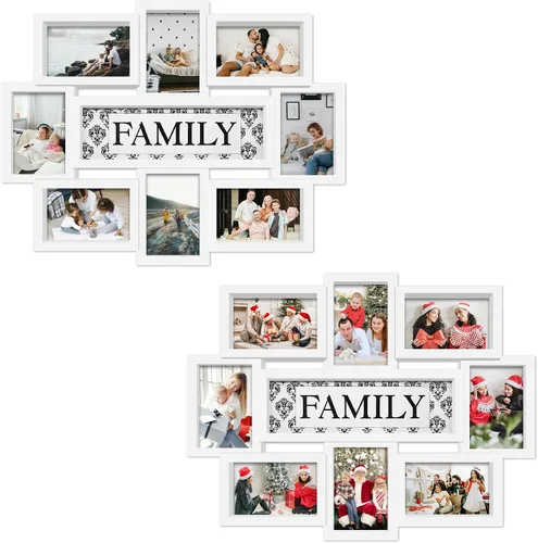 Vista 22 de Jerry & Maggie Marco de fotos familiar de 8 aperturas de 4 x 6 marcos para decoración de pared familiar, marcos de fotos de PVC para galería
