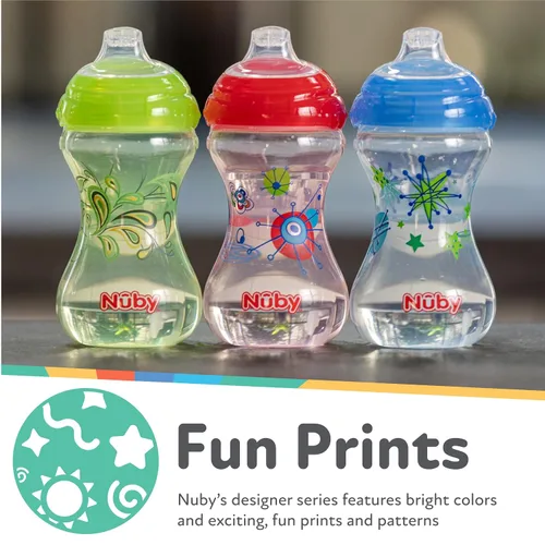 Vista 5 de Nuby Paquete de 3 caño suave "Pinpoint" sin derrames Clik-It, niño, 10 onzas