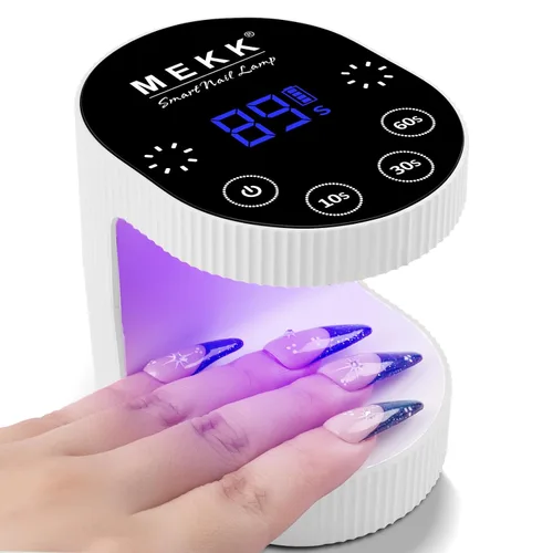 Vista 9 de MEKK Mini luz UV inalámbrica para uñas de gel – Mini lámpara de uñas LED UV recargable de 24 W con control táctil y sensor automático, pequeña