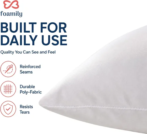 Vista 4 de Foamily Insertos de almohada 100% algodón de 12 x 12 pulgadas, rellenos de almohada para almohadas decorativas para sofá y cama, relleno de almohada