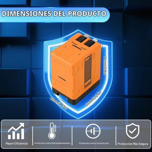 Vista 6 de 2-en-1 Compatible con Cargador Rápido de 120w, Nuevo Adaptador de Corriente de Pared Retráctil de Carga Rápida de 2025 con Enchufe Plegable Todo