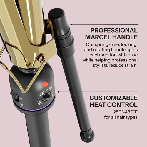 Vista 4 de Hot Tools Pro Artist Plancha Marcel de Oro 24K Rizos Duraderos, Ondas (1 pulgada)