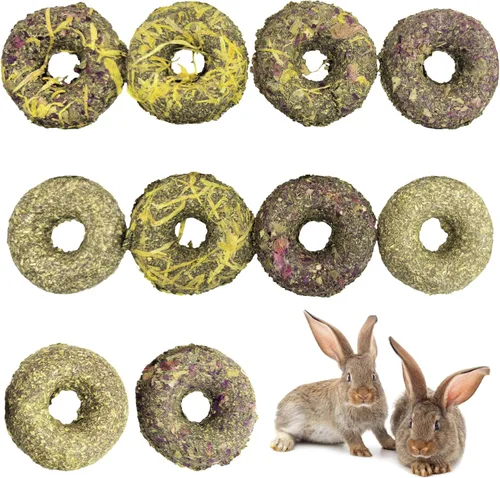 Vista 11 de Fhiny Juguetes masticables de conejo, 24 piezas de bocadillos molares naturales de hámster hechos a mano, juguetes masticables de animales pequeños