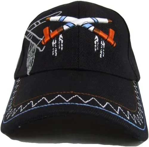 Vista 4 de Sombrero bordado negro de la pipa de la paz del indio del orgullo nativo, Multi