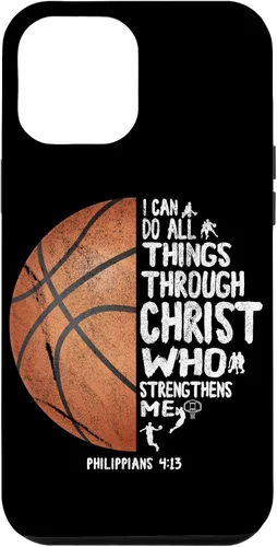 Vista 26 de Funda de baloncesto para iPhone 17 con texto en inglés "I can do All Things Through Christ Philippians