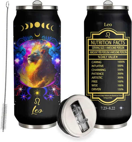 Vista 13 de Aquarius - Vaso de acero inoxidable del zodiaco para hombres y mujeres, regalo de cumpleaños para fanáticos de la astrología con tapa con pajilla