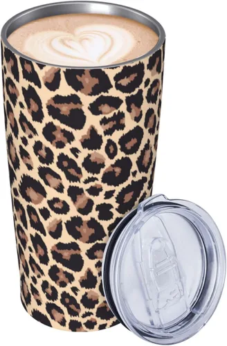 Vista 7 de Yobvec - Vaso con estampado de guepardo, con tapa y popote, de 20 onzas, taza aislada de acero inoxidable, regalos con estampado de leopardo