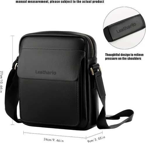 Vista 2 de Leathario Bolso cruzado de cuero para hombre bolso de hombro pequeño para hombre bolso de mensajero para el trabajo diario viajes de negocios