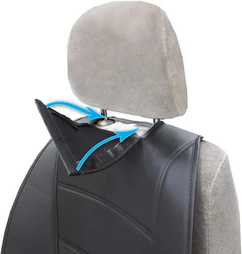 Vista 4 de Plasticolor 008599R01 Chevy Chevrolet Logo Universal Fit Car Truck o SUV Funda de asiento sin laterales de 3 piezas con reposacabezas , color negro