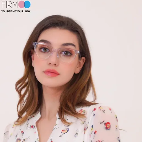 Vista 2 de Firmoo Gafas de Bloqueo de Luz Azul Vintage Ojo de Gato Gafas de Lectura para Computadora (Marco Transparente, 2.00)