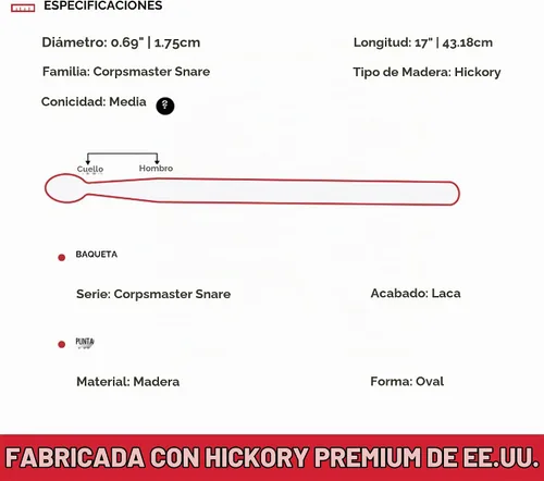 Vista 5 de Baquetas Vic Firth SCM Corpsmaster Signature - Baquetas Colin McNutt