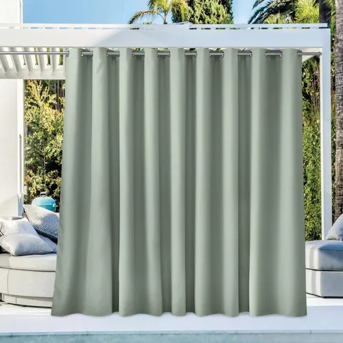 Vista 105 de NICETOWN Cortina para Exteriores para Patio Impermeable de 84 Pulgadas de Ancho, Aislamiento Térmico con Ojales Antioxidantes Bloqueo UV Cortina