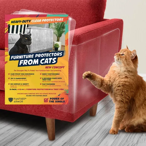 Vista 8 de Panther Armor Protector de muebles para gatos, 6 hojas transparentes con Brillo (protector de muebles de 1 cara)