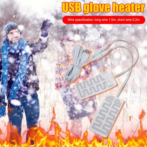 Vista 3 de Almohadilla calentadora de guantes eléctricos, almohadilla térmica portátil, almohadilla térmica recargable por USB, forro de guantes de fibra