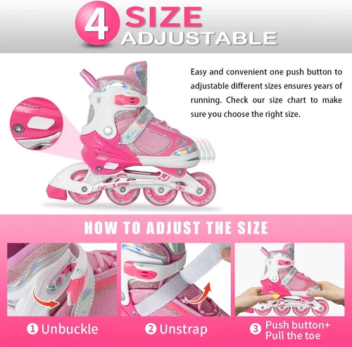 Vista 53 de MammyGol Patines en línea ajustables para niños y niñas, patines con ruedas iluminadas de 4 a 16 años