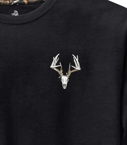 Vista 2 de Legendary Whitetails Camiseta de manga larga para hombre con diseño gráfico, 100% algodón preencogido de alta calidad Negro