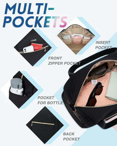 Vista 5 de BAGSMART Bolsa de viaje ABAC, Negro-3 piezas, Bolsa de viaje