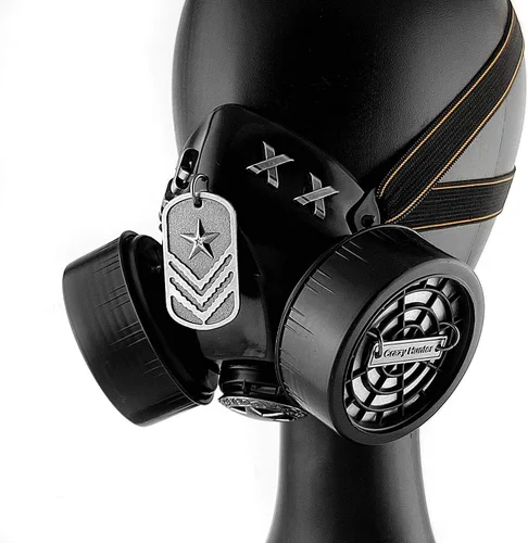 Vista 6 de Nueva estrella Steampunk gótico máscara de gas Cosplay Respirador Accesorios Negro