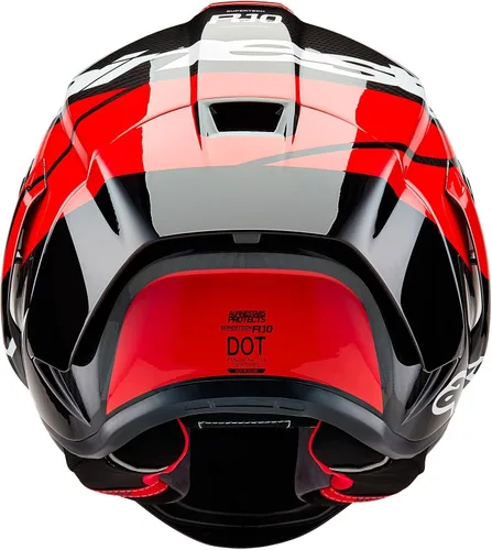 Vista 6 de Alpinestars Casco Supertech R10 Element, de fibra de carbono, diseño aerodinámico de cara completa, ventilación y seguridad, certificado DOT y ECE