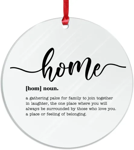 Vista 3 de Home Noun Definition Regalo de vacaciones Adorno acrílico para árbol de Navidad Definición divertida Adornos colgantes para árbol de Navidad Hogar