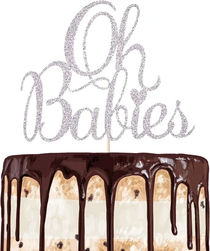 Vista 7 de Oh Babies - Decoración para tartas para gemelos, baby shower, revelación de género para niños y niñas, bebés de 6 meses, suministros de decoración