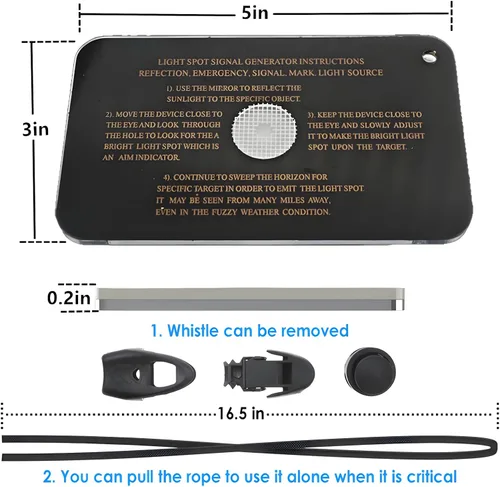 Vista 3 de Signal Mirror Survival Kits Military Grade, 3 x 5 in Camping Mirror with Survival Whistle, Gifts for Men, Birthday Gifts for Fathers Husband
