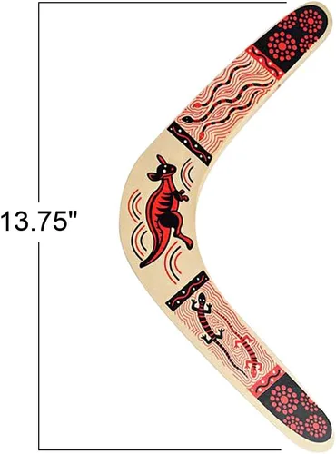 Vista 3 de ArtCreativity Boomerang de madera, juego de 2, boomerang clásico de retorno para niños con obras de arte coloridas, boomerangs para adultos