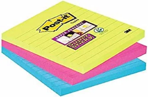 Vista 3 de Post-it Notas grandes superadhesivas, forradas, 1 bloc, 3.976 in x 3.976 in, 70 hojas – Notas extra adhesivas para paredes, monitores y nevera