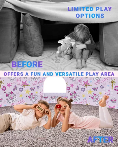 Vista 5 de Skywin Fairy Fort - Carpa de Aire para Niños con Puerta (77" x 50") Se Arma en 30 Segundos, Carpas para Niños Pequeños de Interior para Juego Fuerte