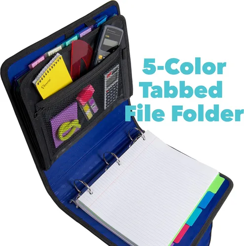 Vista 5 de Case-it Open Tab Closure - Carpeta de 2 pulgadas con archivo de pestañas, color azul