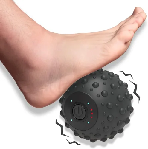 Vista 8 de ZeenKind Pelota de Masaje Vibradora en Forma de Maní para Fascitis Plantar, Alivio del Dolor Muscular con 4 Velocidades, Terapia de Tejido Profundo