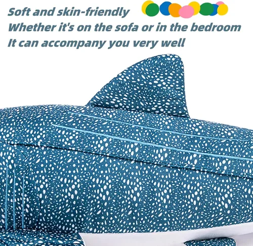 Vista 5 de FRANKIEZHOU Peluche de tiburón ballena gigante de simulación, animal de peluche, juguete suave, juguete de peluche, juguetes de peluche, juguetes
