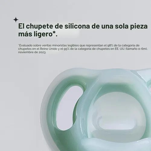 Vista 3 de Tommee Tippee - Chupete de silicona ultraligero, 6-18 meses, diseño simétrico de una pieza, sin BPA, paquete de 4