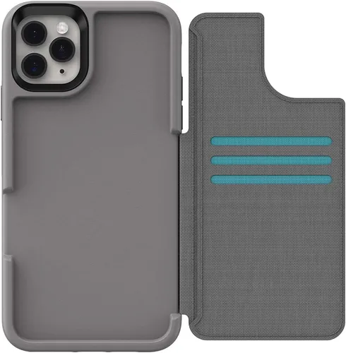 Vista 2 de LifeProof FLIP SERIES - Funda tipo cartera para iPhone 11 Pro Max, CEMENT SURFER (clima húmedo/gris pizarra/capri)