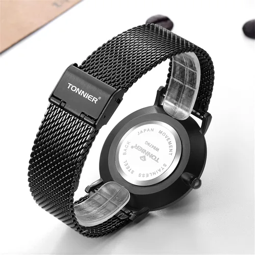 Vista 3 de RUIWATCHWORLD Men's Analog Quartz Watch Men Ultra-Thin Dial Watches Stainless Steel Waterproof Fashion Wrist Watch