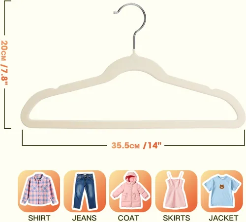 Vista 7 de Perchas para Bebé Paquete de 50 de 11 Pulgadas, Perchas de Terciopelo para Bebé Delgadas y que Ahorran Espacio, Perchas para Niños con Gancho Beige