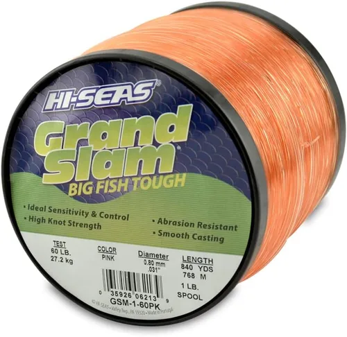Vista 54 de Sedal de Pesca de Monofilamento HI-SEAS Grand Slam - Fuerte y Resistente a la Abrasión en Transparente, Rosa, Verde, Azul Ahumado, Amarillo Amarillo